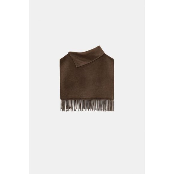 ZARA SHORT WOOL FRINGED CAPE - Picture 4 of 5